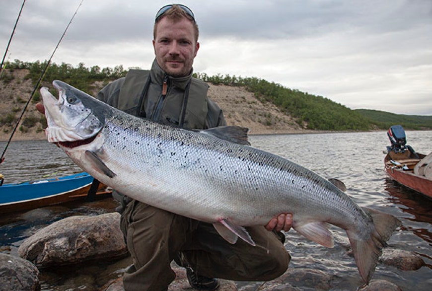 Juha Morottaja ja 20 kg lohi Kuoppilassuvannosta